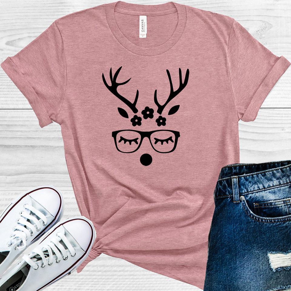 Christmas Nerdy Reindeer Girl Graphic Tee product image 1