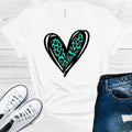 Turquoise Leopard Heart Valentine's Day Graphic Tee product image 1