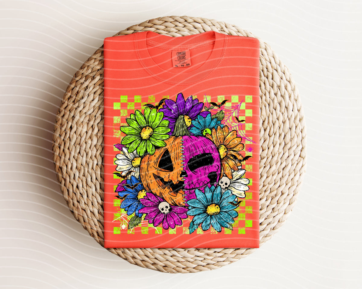 Bright Floral Jack O'Lantern Graphic Tee product image 1