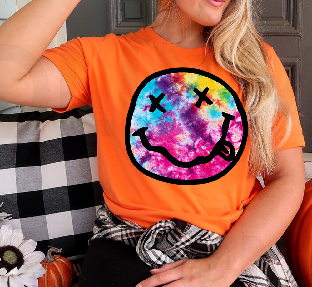 Tie Dye Happy Face Graphic Tee product image 1