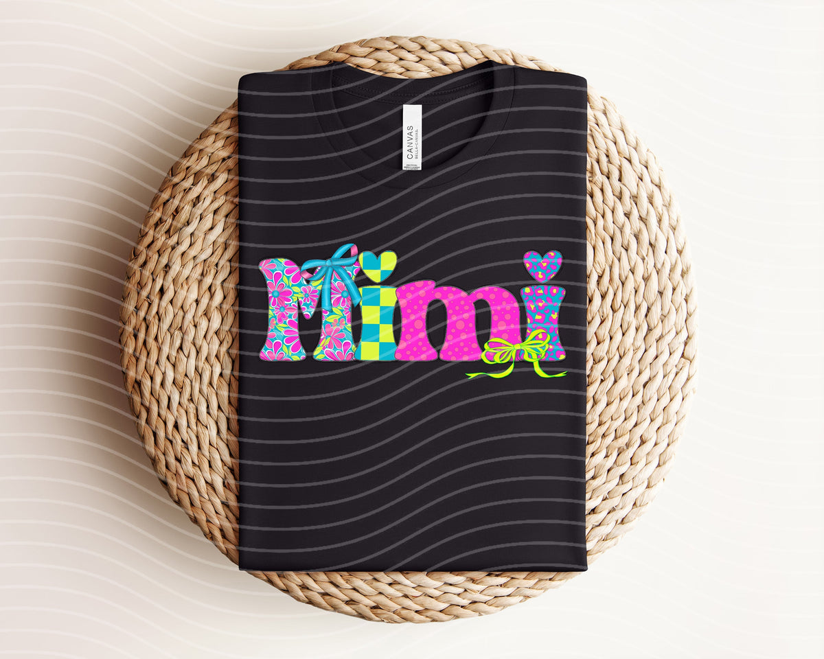 Neon Floral Doodle Name Graphic Tee product image 1