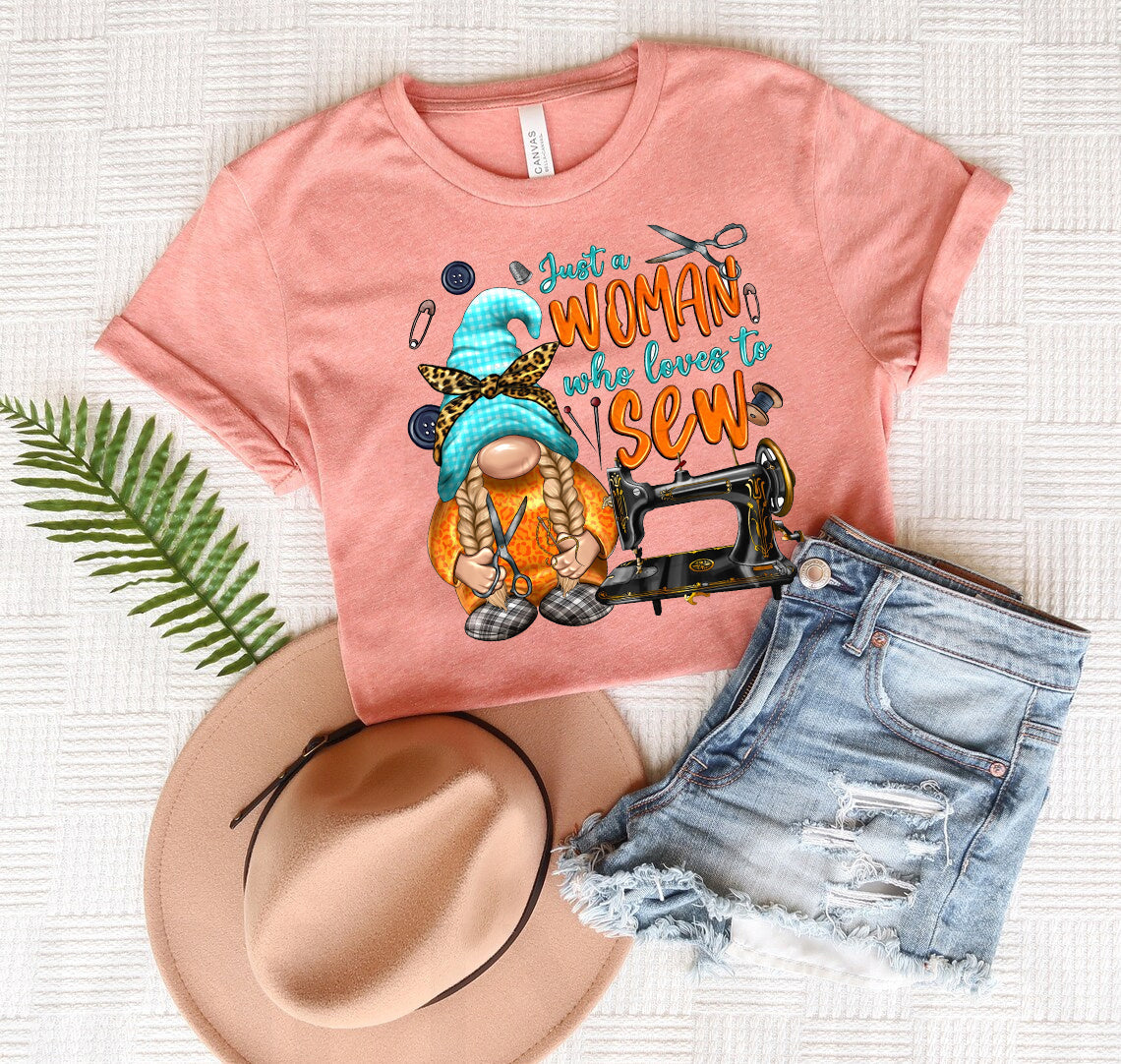 Just a Woman Who Loves to Sew Graphic Tee product image 1