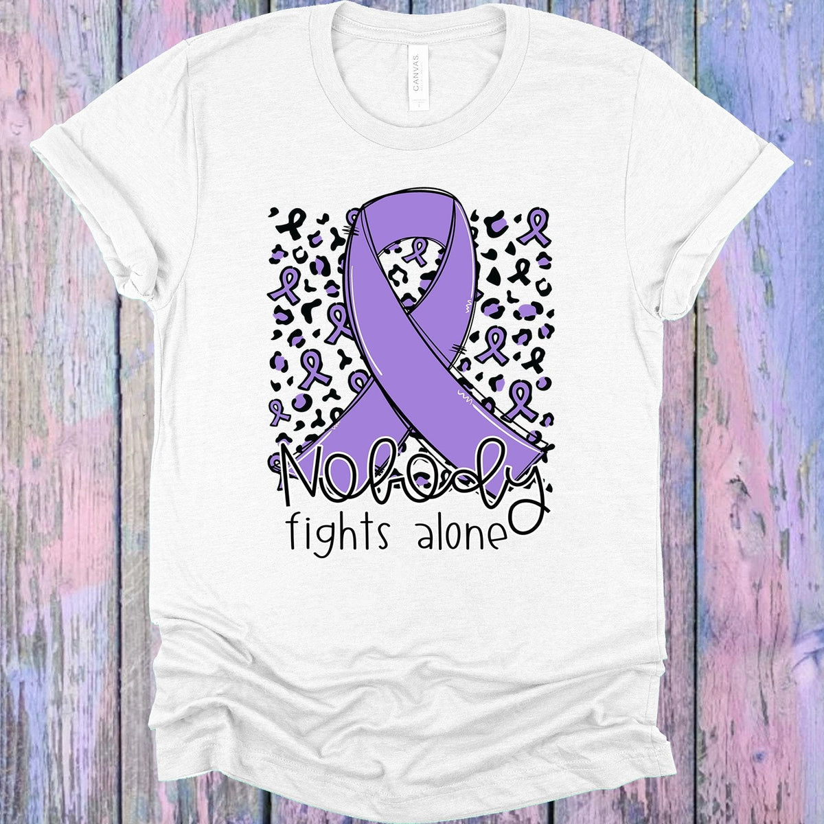 Nobody Fights Alone Light Purple Ribbon Graphic Tee product image 1