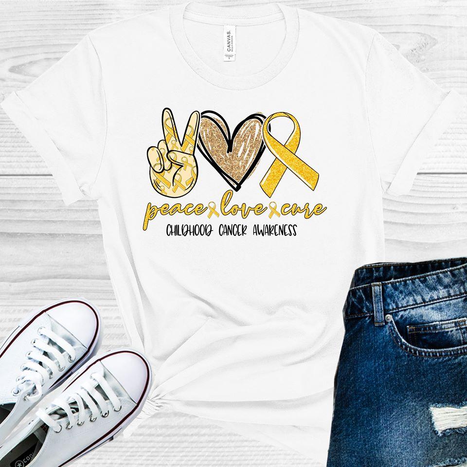 Peace Love Cure Childhood Cancer Awareness Graphic Tee product image 1