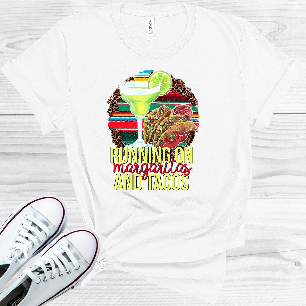 Running on Margaritas and Tacos Graphic Tee product image 1