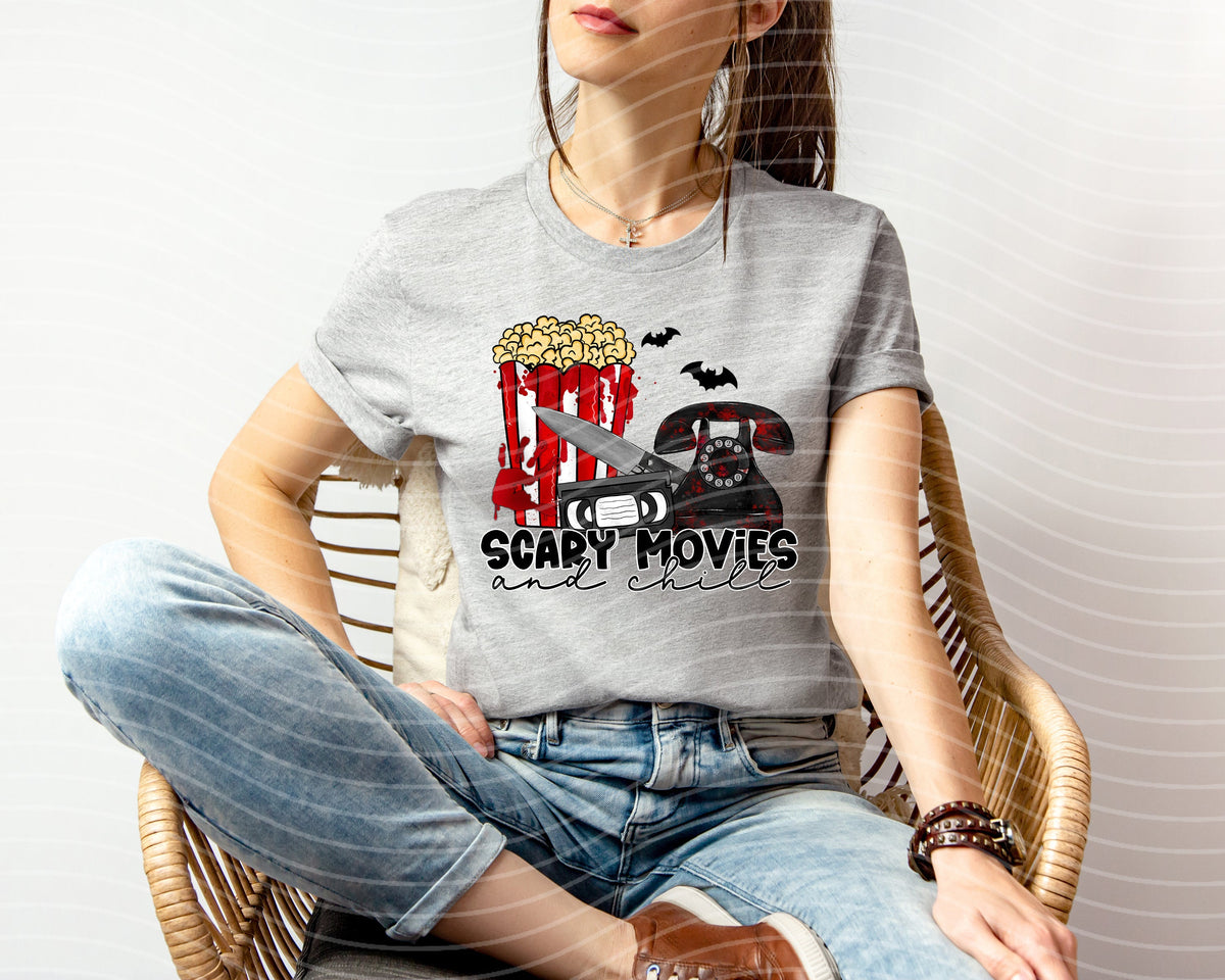 Scary Movies and Chill Graphic Tee product image 1