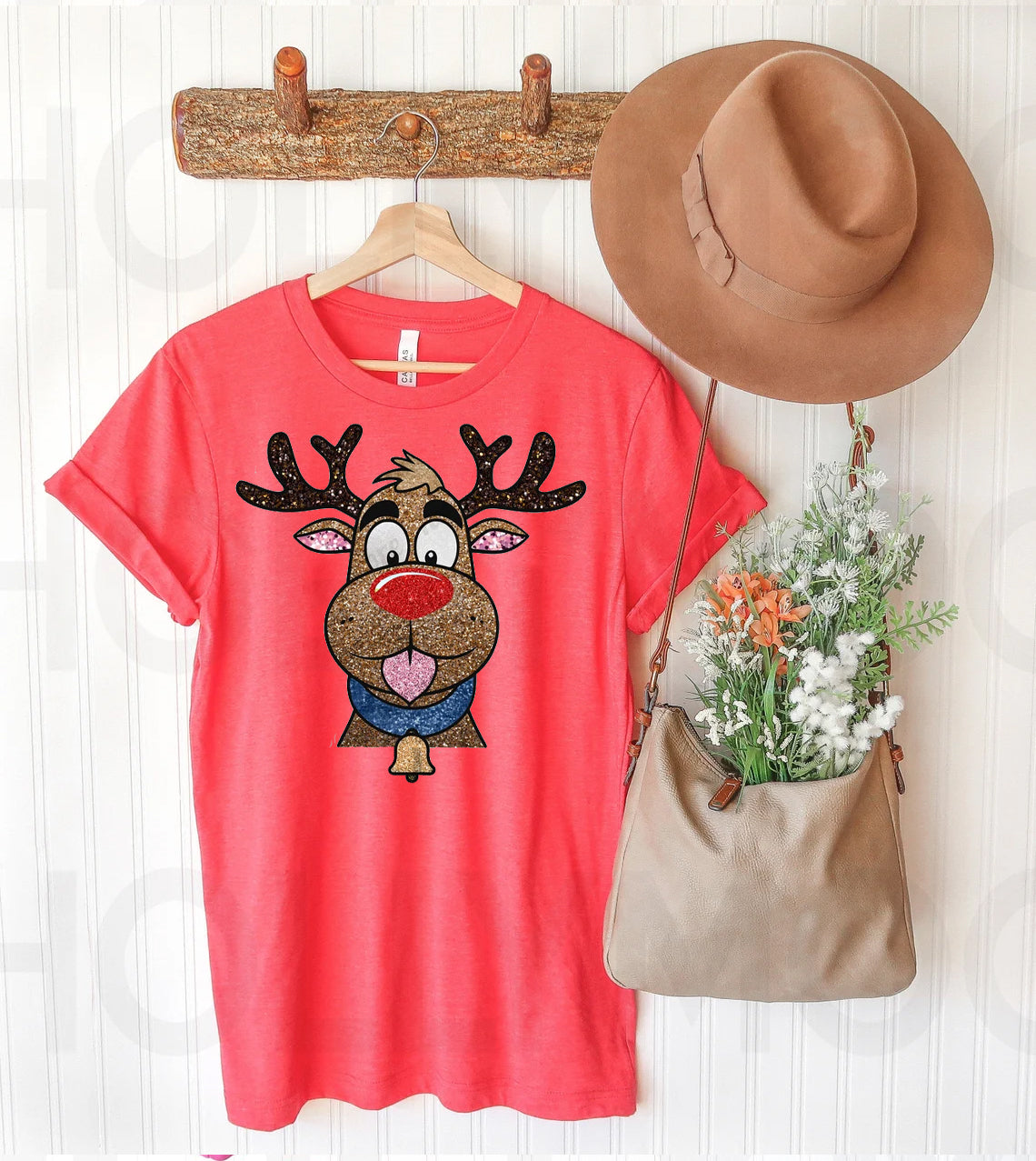 Faux Glitter Reindeer Graphic Tee product image 1