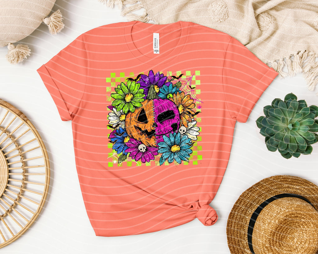 Bright Floral Jack O'Lantern Graphic Tee product image 2