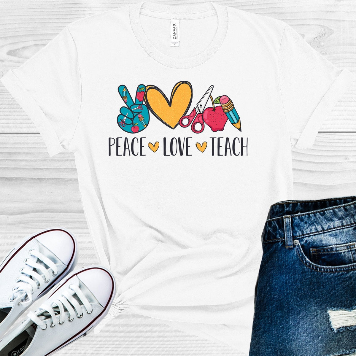 Peace Love Teach Graphic Tee product image 1